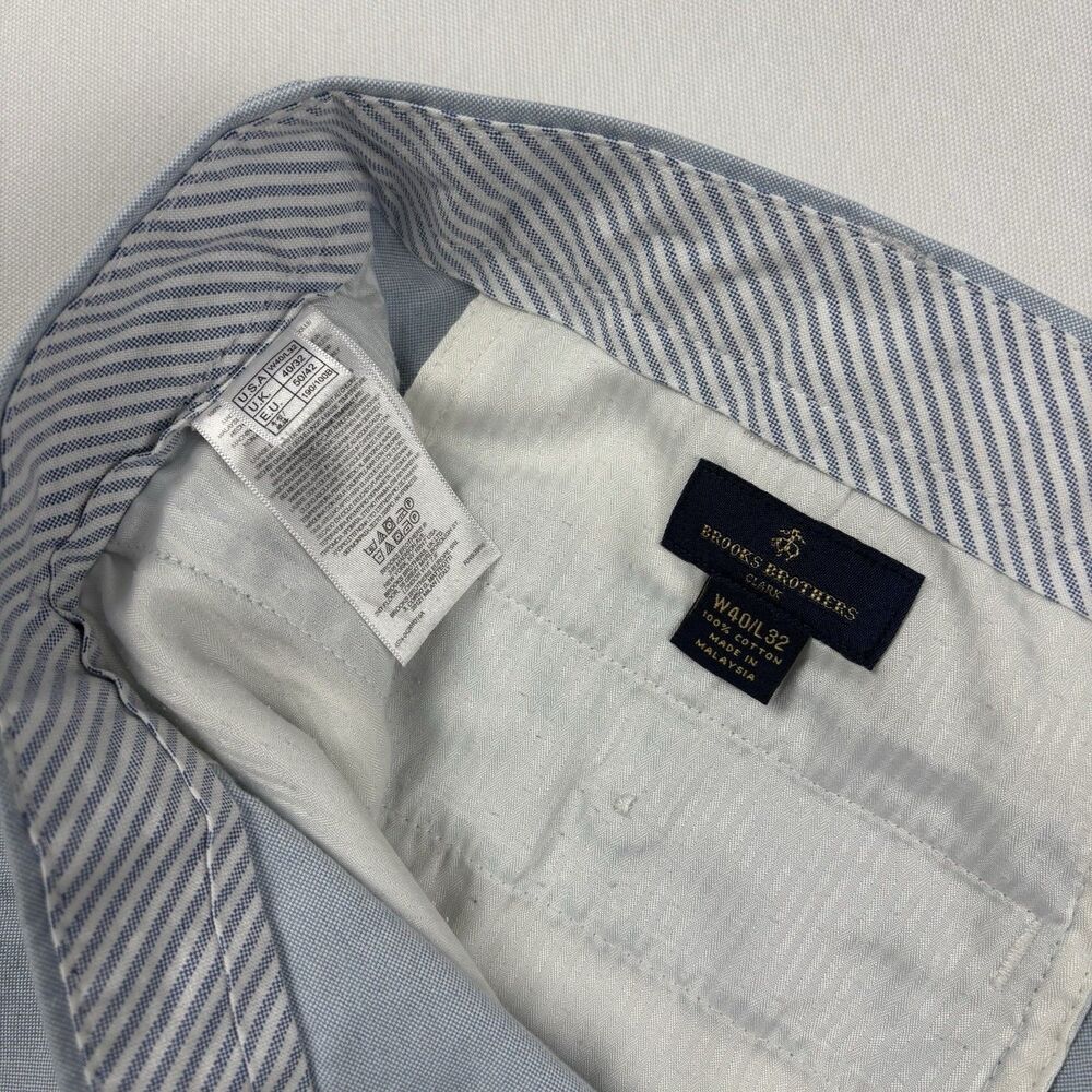 Brooks Brothers Chino Clark Pants W40 L32 100% Cotton Light Blue And Gray Lot 2 - Picture 14 of 16